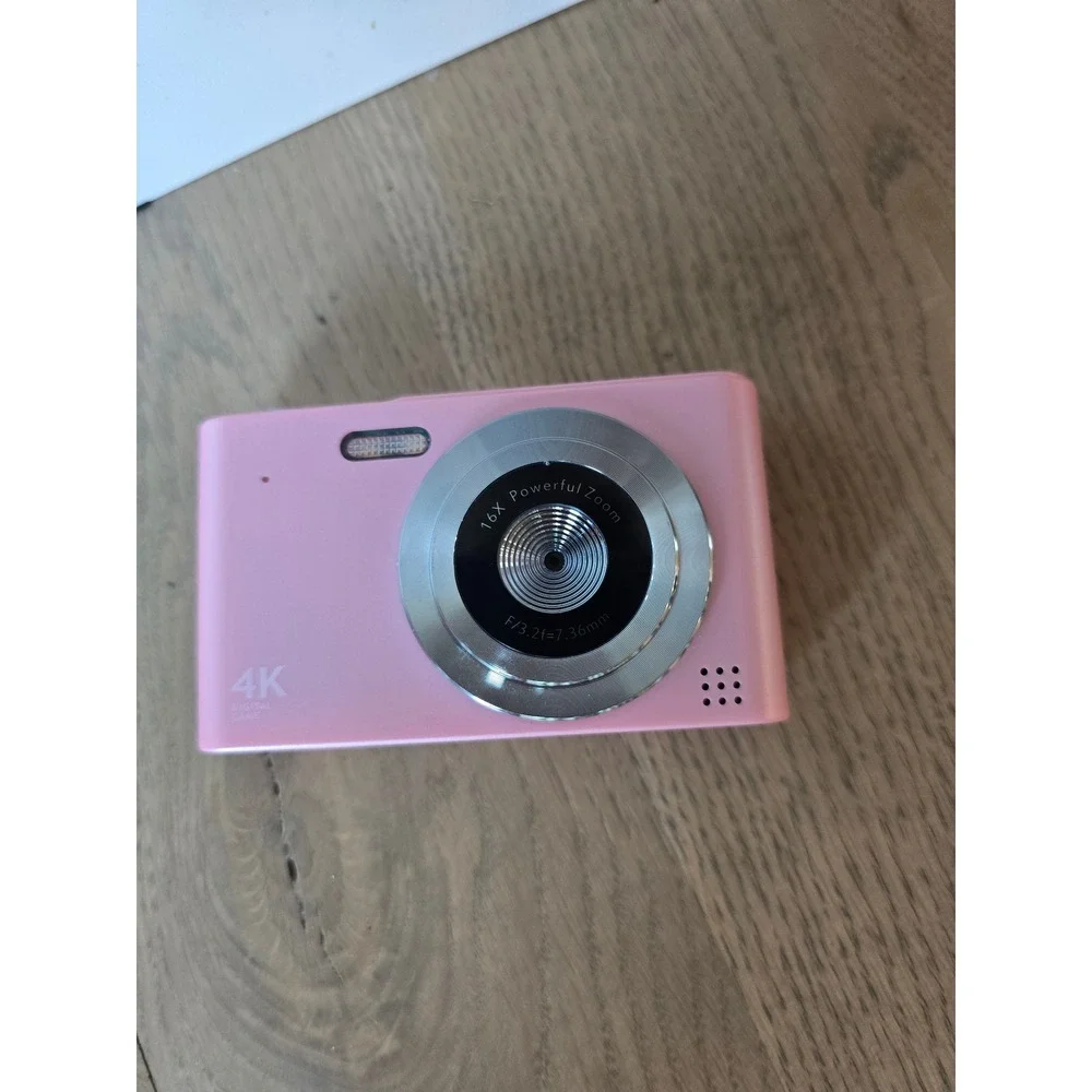 Pink 4K Digital Camera 16X Powerful Zoom Compact Point and Shoot Vlogging Cam